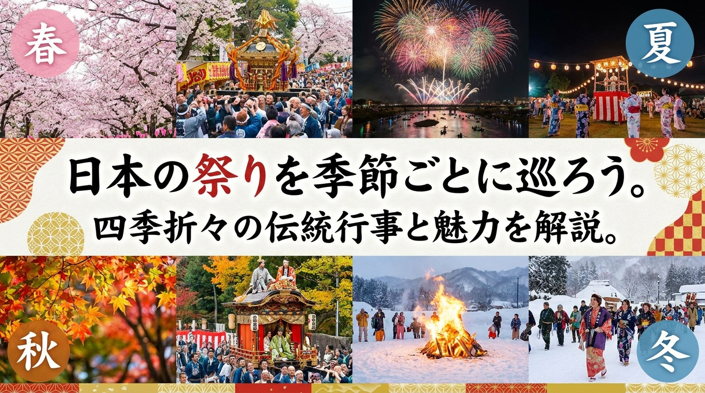 日本の祭りを季節ごとに巡ろう。四季折々の伝統行事と魅力を解説。